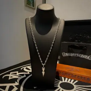 Chrome Hearts Classic retro multi-element side necklace Cross pendant Concave and convex