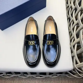 Dior formal leather loafers | Crafted from smooth black cowhide | Dior Oblique logo on the
