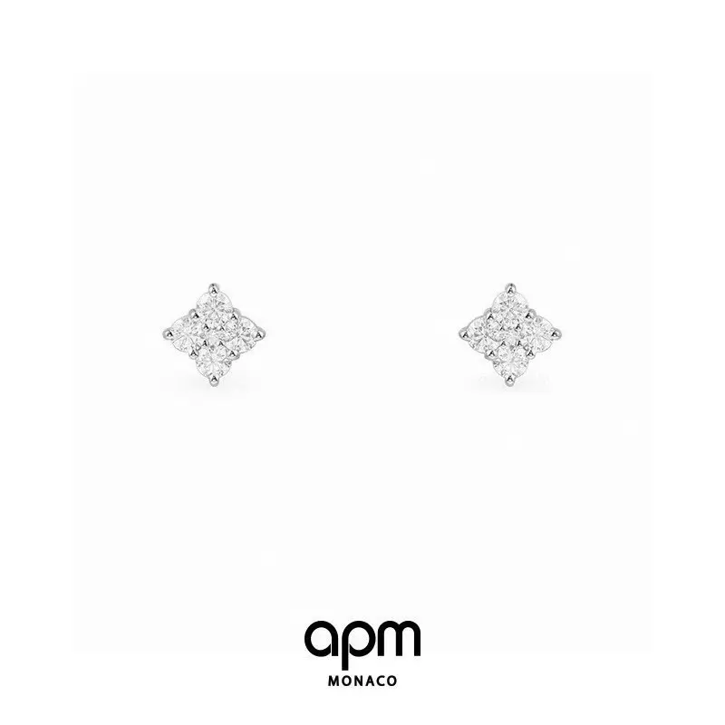Apm monaco’s new shining small dangling flower diamond earrings
