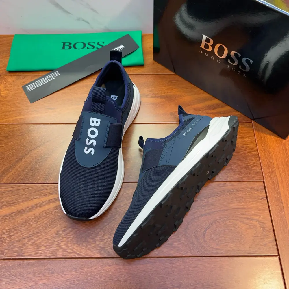 BOSS retro sneakers in a mix of fabrics with faux leather trim