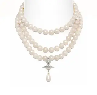Vivienne Westwood Empress Dowager Cixi teardrop pendant three-layer pearl necklace