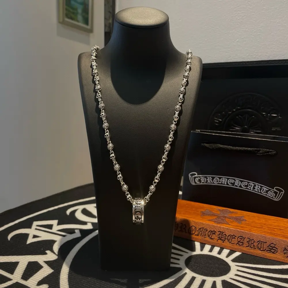 Chrome Hearts Classic Cross Flower Ball Skull Necklace