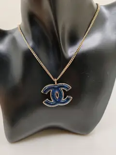 Chanel blue cc necklace