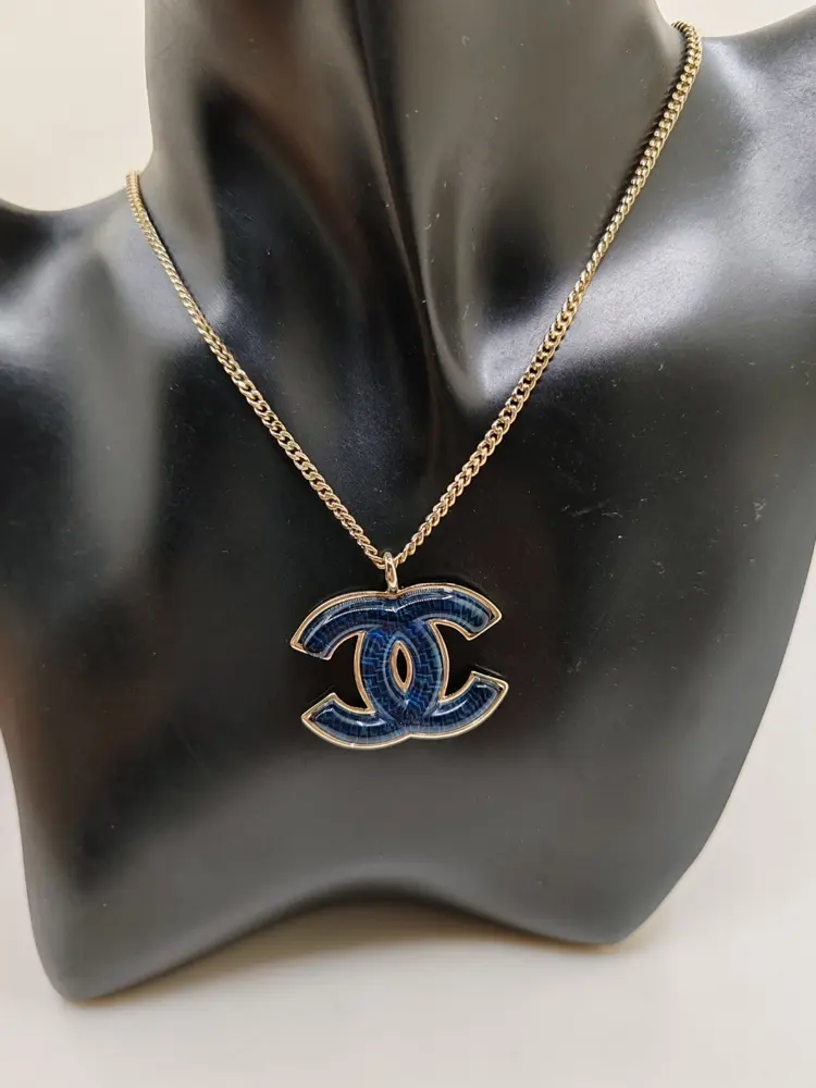 Chanel blue cc necklace