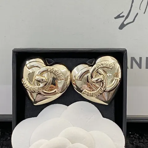 Chanel vintage metal heart earrings