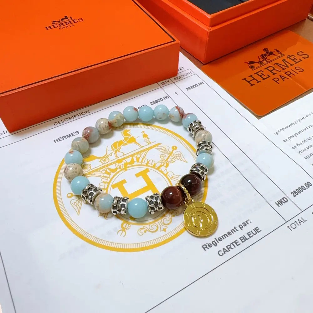 New product launch Hermas bracelet Luxury Hermes bracelet Natural stone bracelet for men