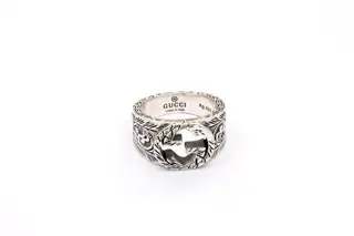 Gucci retro style double G engraved pattern ring