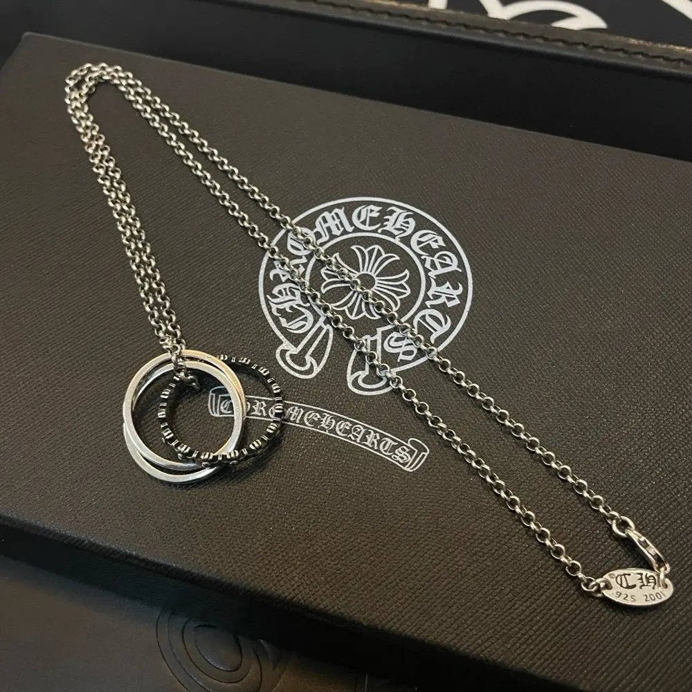 Chrome Hearts Classic Vintage Necklace Triple Ring Pendant