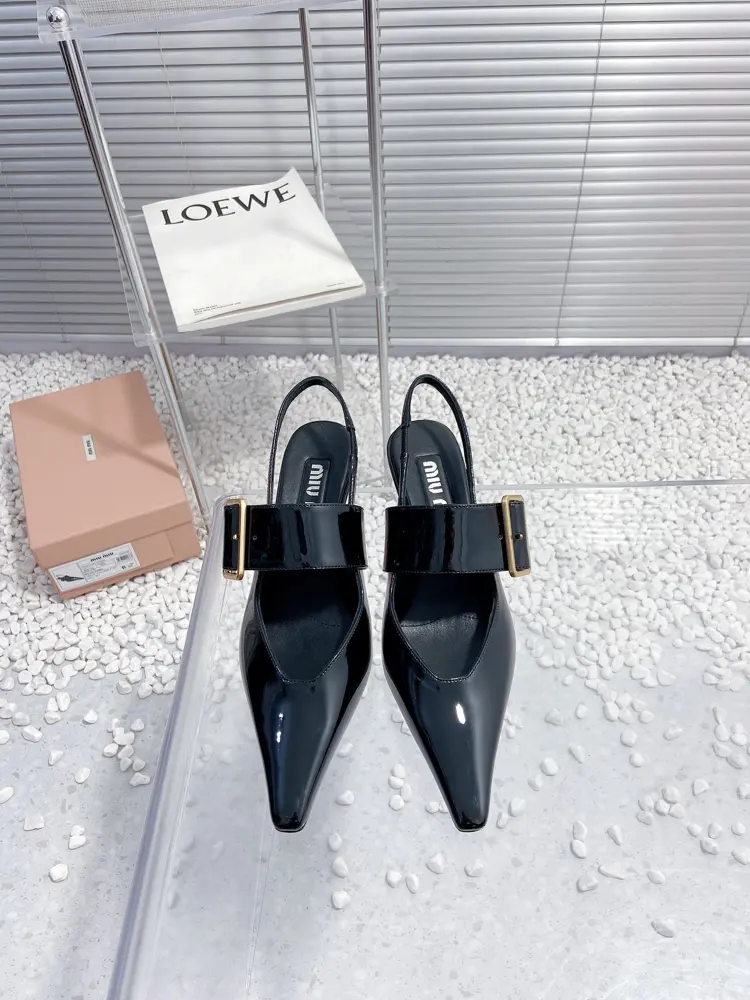 miumiu Miu 24/Spring and Summer catwalk style kitten heel pointed toe sandals