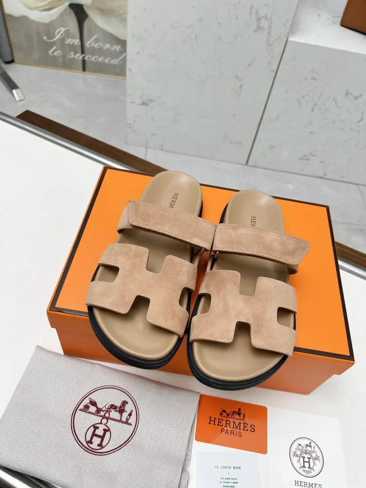 Hermès chypre H-shaped Velcro flat sandals