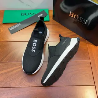 BOSS retro sneakers in a mix of fabrics with faux leather trim