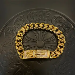 Chrome Hearts classic cross twisted sword full diamond bracelet
