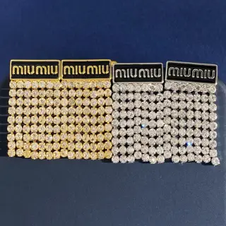 miumiu high-grade exquisite geometric rectangular black oil drop Earrings