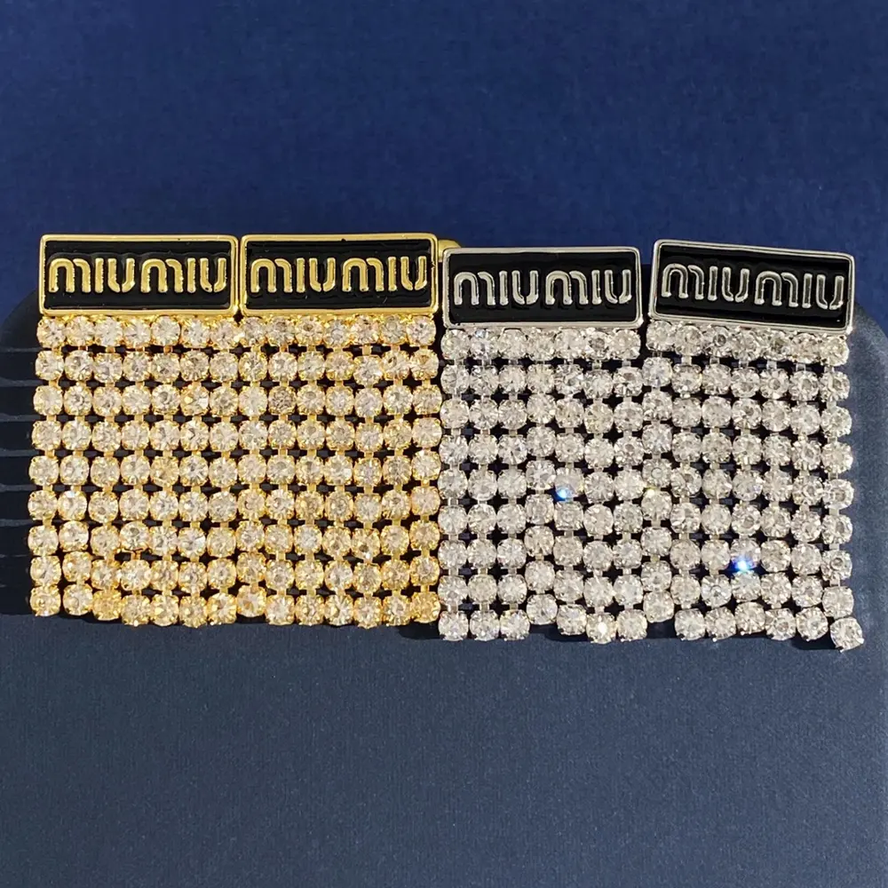miumiu high-grade exquisite geometric rectangular black oil drop Earrings