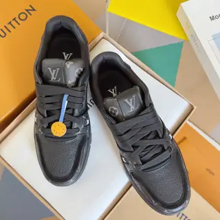 Louis Vuitton Trainer sneakers use grained cowhide leather to interpret the inspiration of
