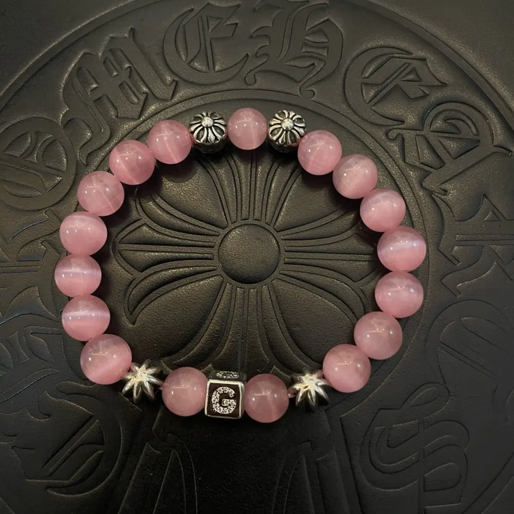 Chrome Hearts classic retro multi-element pink cat’s eye bracelet