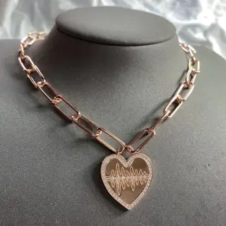 Apm monaco pink and gold beating heart necklace for couples