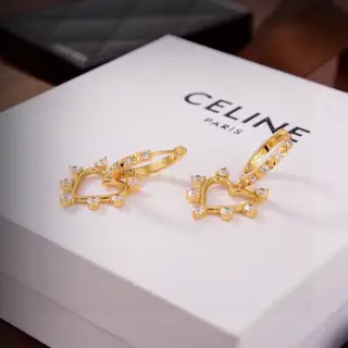 Celine gold heart earrings