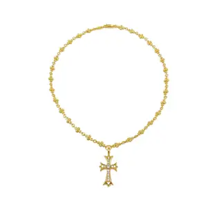 Chrome Hearts gold-plated diamond cross necklace