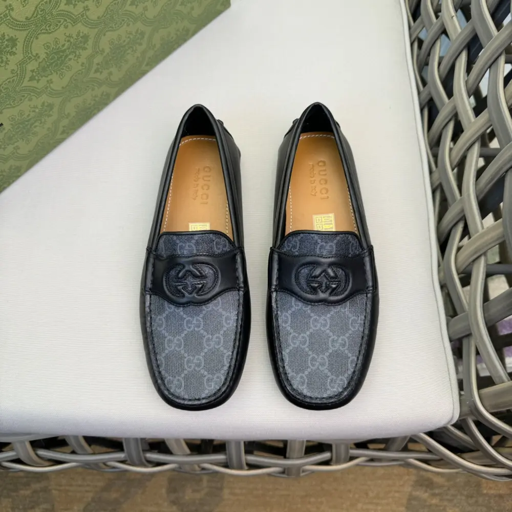 Gucci Loafers|Top quality|Original Double G embossed cowhide fabric|Inner lining and