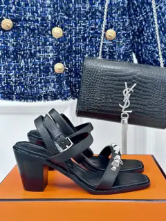 Hermès classic single-strap thick-heeled sandals