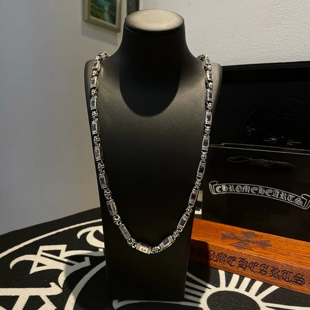 Chrome Hearts Purple Diamond Necklace