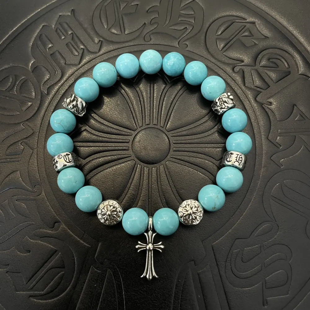 Chrome Hearts classic retro multi-element blue turquoise bracelet