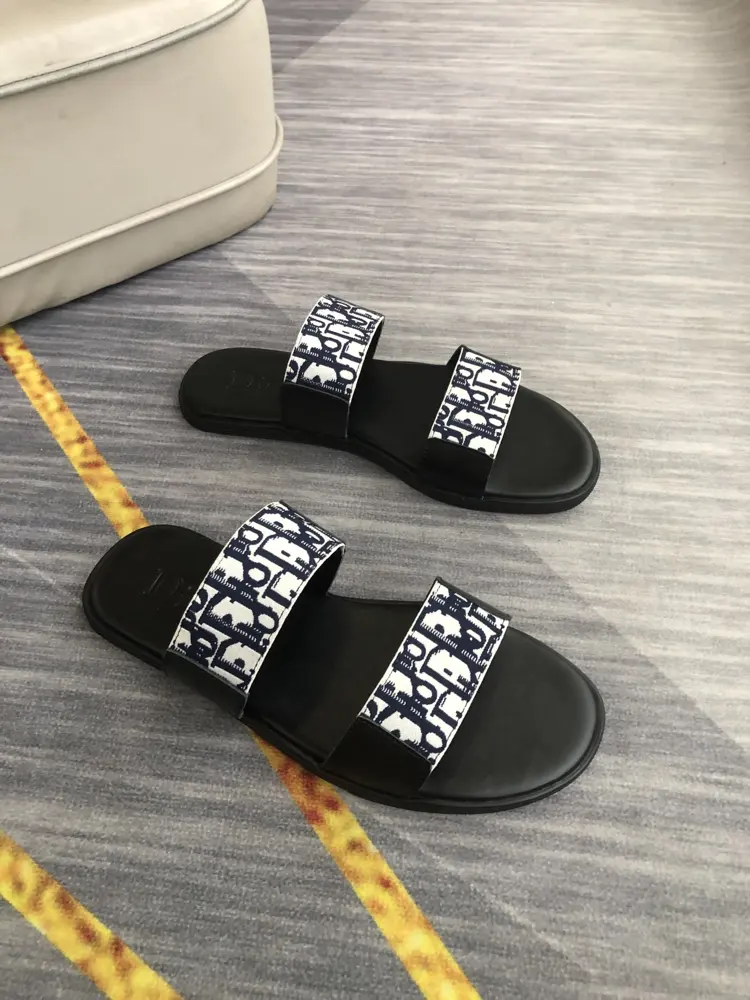 Dior men’s casual slippers Brand letter printed fabric on the upper