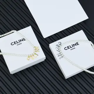 Celine Arc de Triomphe classic letter pearl necklace