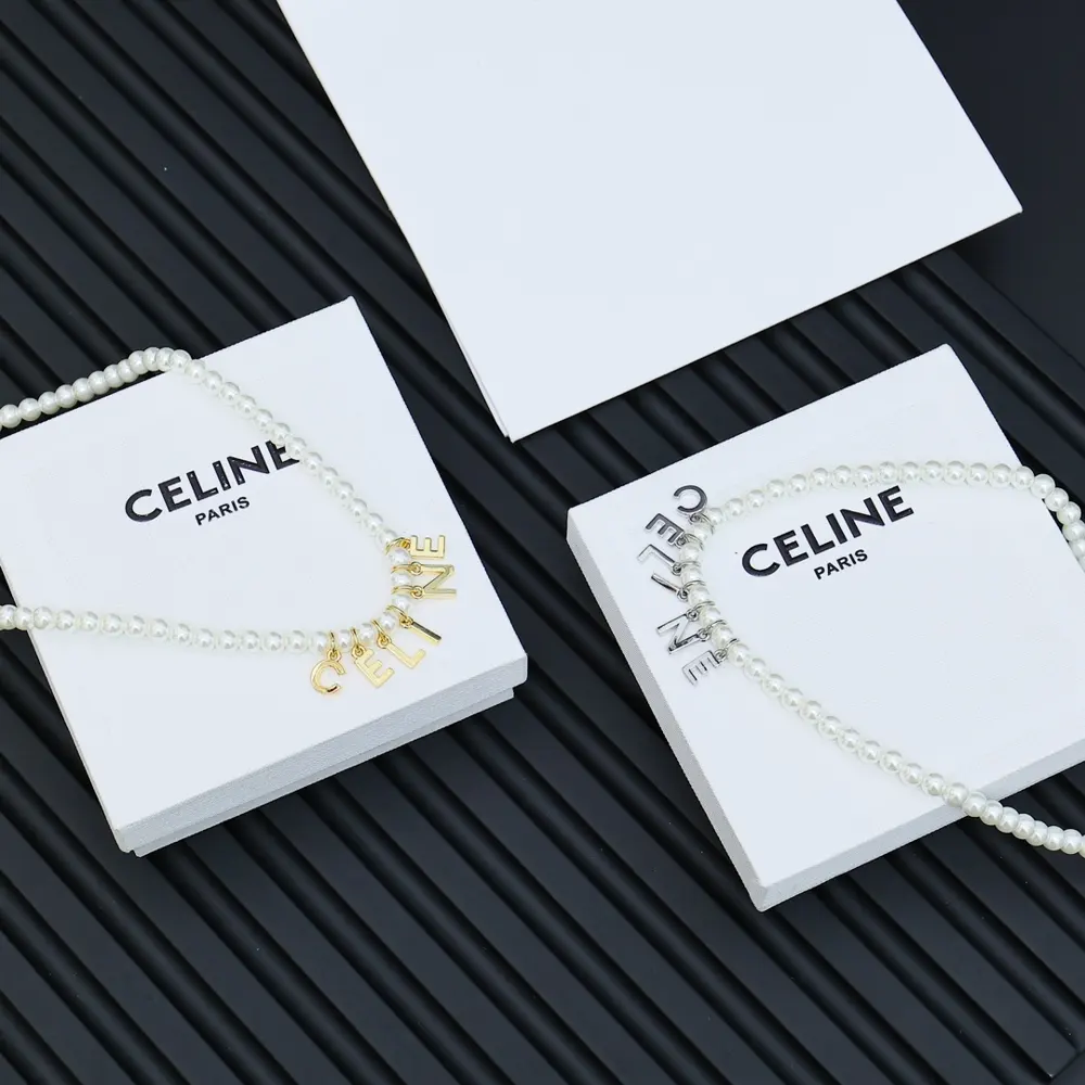 Celine Arc de Triomphe classic letter pearl necklace