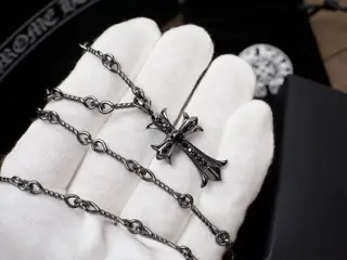 Chrome Hearts double cross pendant with diamonds