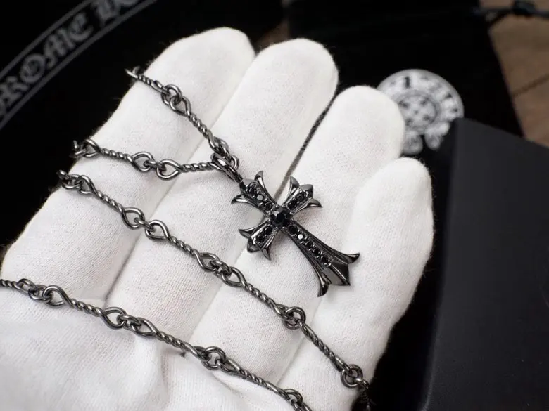 Chrome Hearts double cross pendant with diamonds