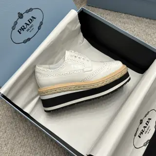 Prada Lace-up Punching Brogue Platform Shoes