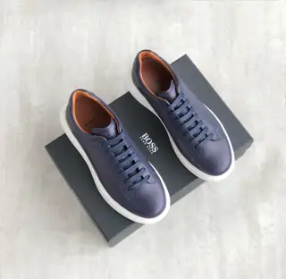 BOSS men’s leather low-top casual sneakers