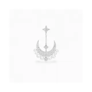 Apm monaco single short moon pearl earrings