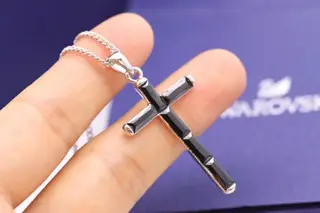 Swarovski Men’s Black Cross Clavicle Necklace