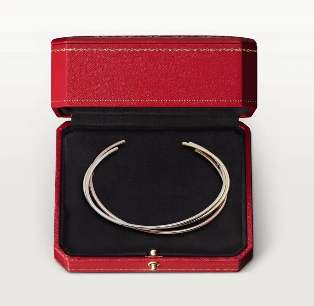 Cartier square ring original Three-ring three-color necklace is the most classic and