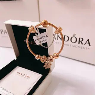Pandora bracelet set rose gold size 17-21