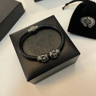 Chrome Hearts skull leather cord bracelet