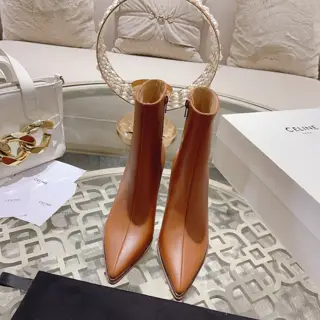 Celine*/Celine 2024ss autumn and winter new simple pointed high-heeled short boots