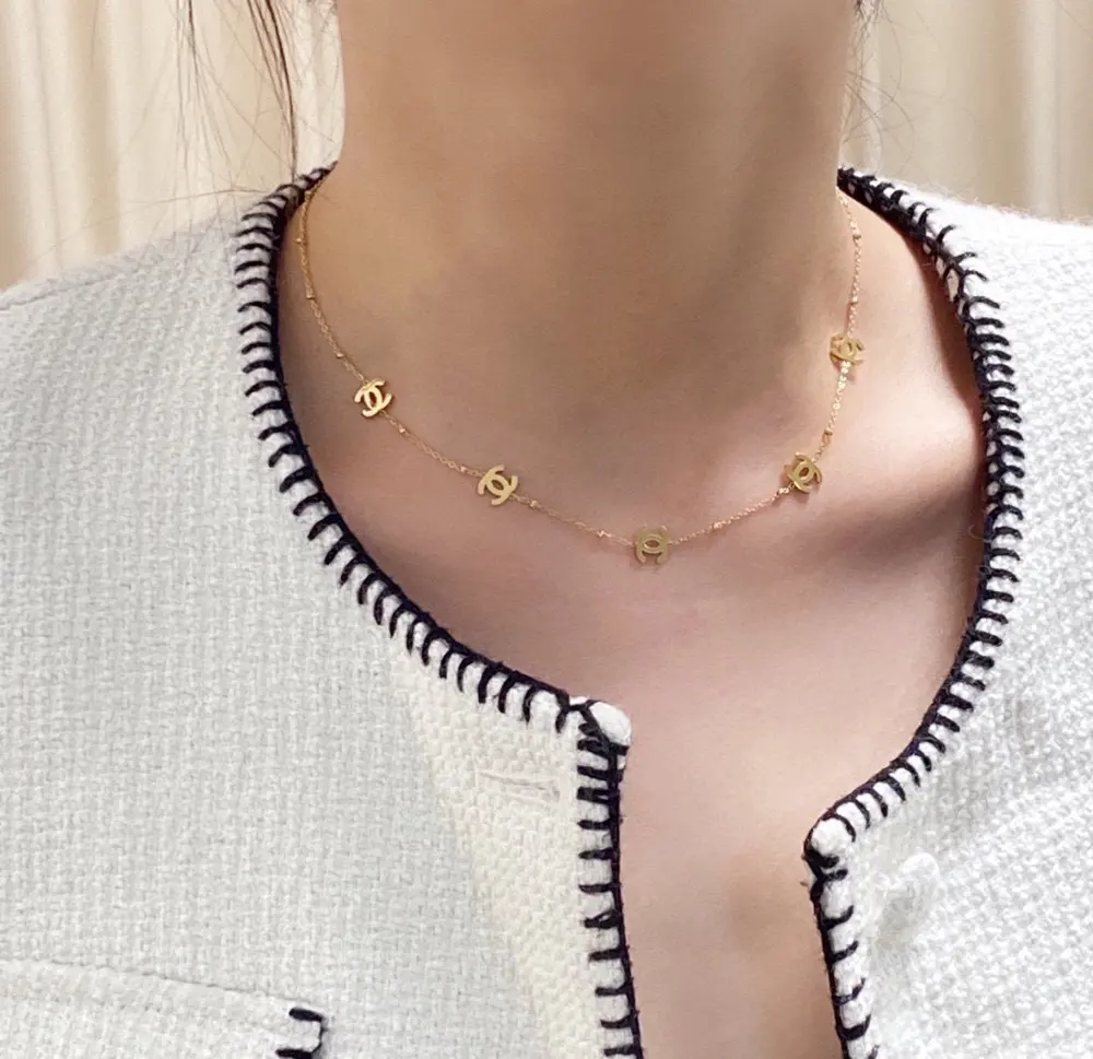 Chanel Double C thick gold necklace