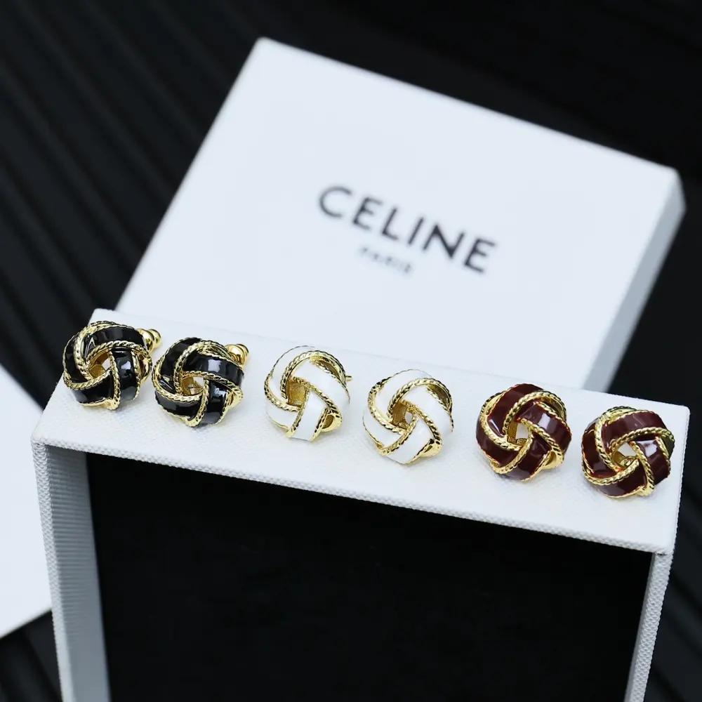 Celine Arc de Triomphe Love Knot Enamel Earrings