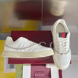 GUCCI Re-Web series couples chain rhinestones old flower leisure sports shoes skateboard