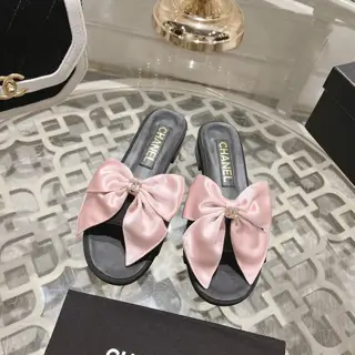 Chanel Oversized Bow Double C Flat Slippers