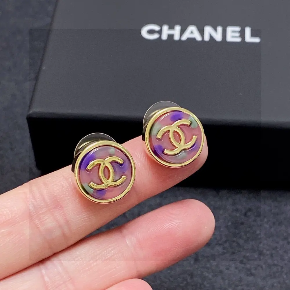 Chanel Double C Colorful Stud Earrings