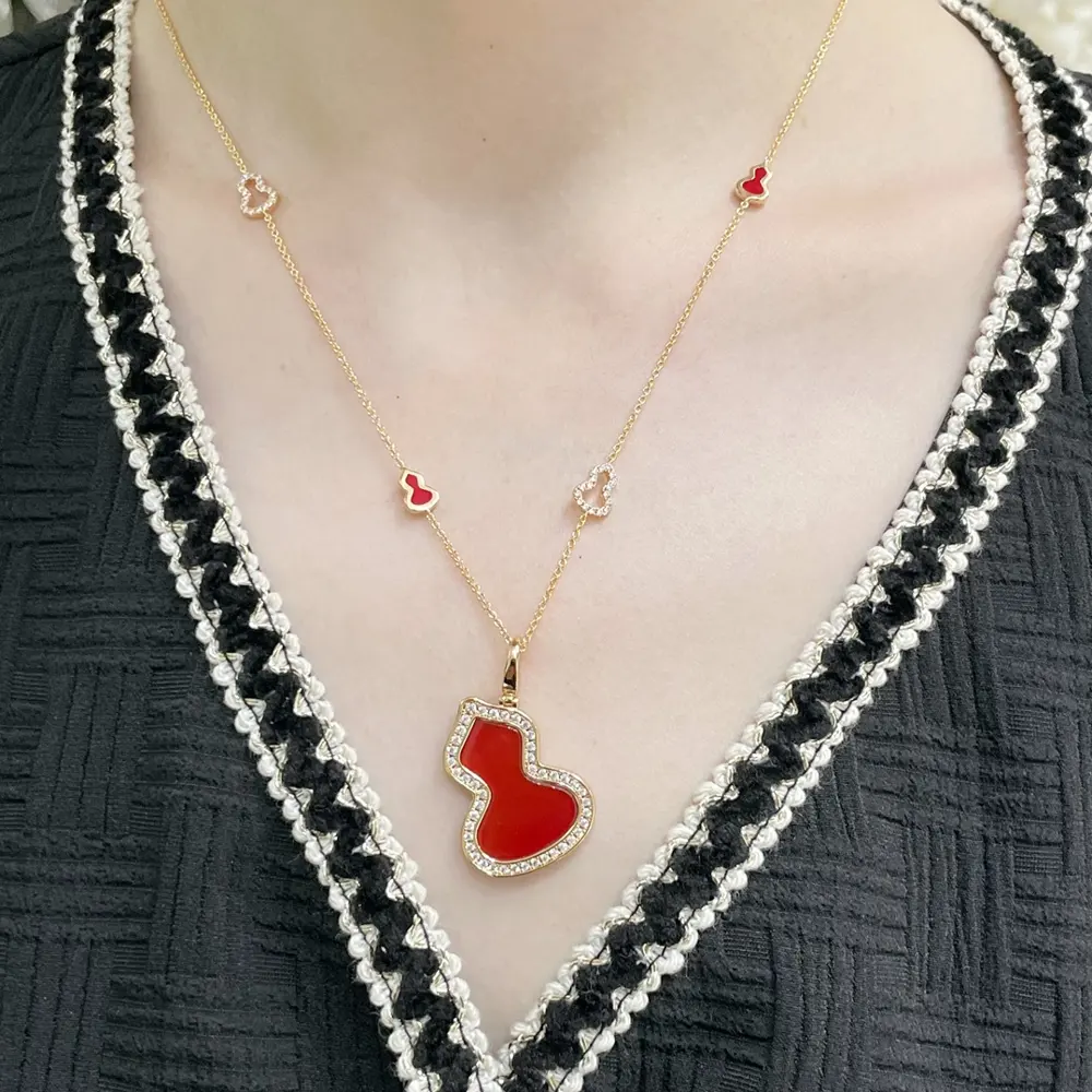 Qeelin Kirin Mini 8 Gourd Diamond Necklace Super Cute (Pendant Removable)