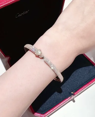 Cartier CNC hand-set diamond Cartier thin version half diamond leopard bracelet