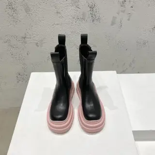 BOTTEGA VENETA Couple’s Short-barrel Wave-bottom Series Martin Boots