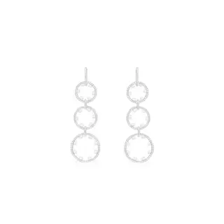 Apm monaco long pavé hoop pearl earrings
