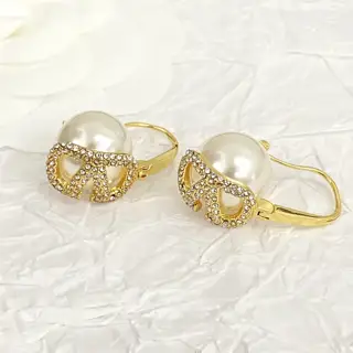 Valentino full diamond rivet pearl earrings